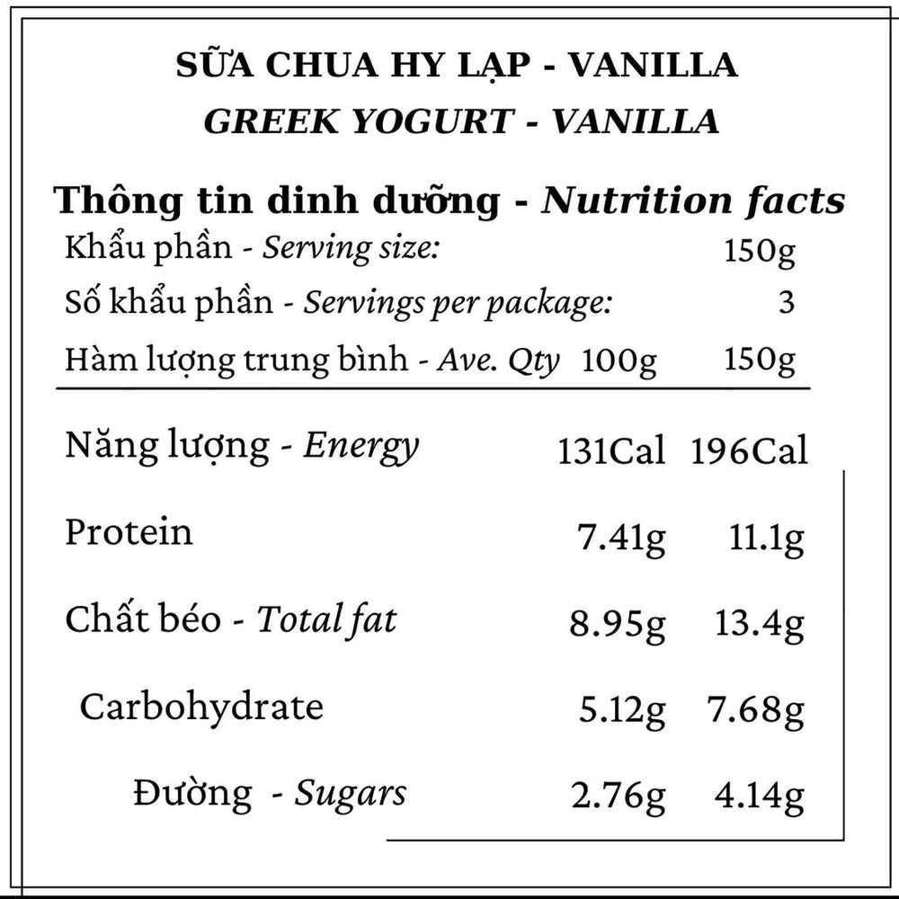 Sữa Chua Hy Lạp - Vị Vanilla Madagascar